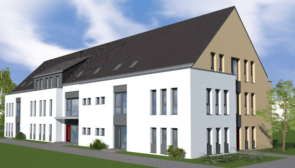 Architektenentwurf der geplanten „Berufsfachschule Pflege“.  Zeichnung: bauplan/Peine